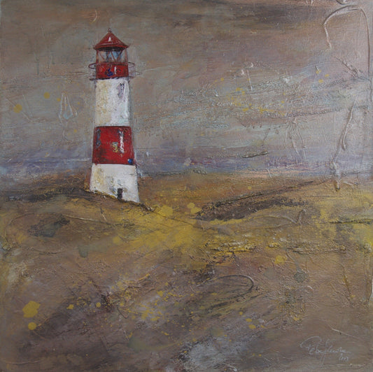 Jacobsen, Petra, Leuchtturm auf Sylt, 60 x 60cm, Mischtechnik