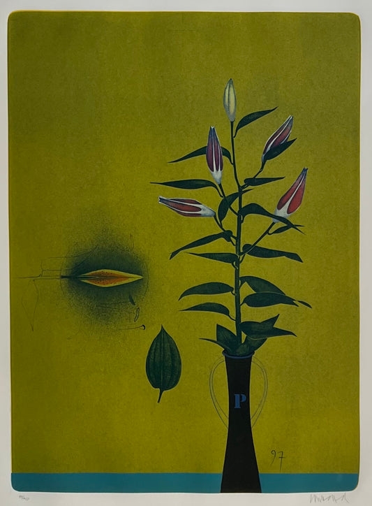 Wunderlich, Paul, Lilien auf gelbem Grund, 89 x 64cm, 97/150, Farblithografie, 1997