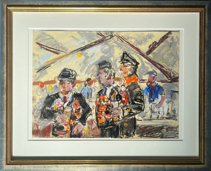 Lipp, Meike, Ringreiter im Festzelt, 2023, Unikat, Pastell, 35,5 x 49 cm