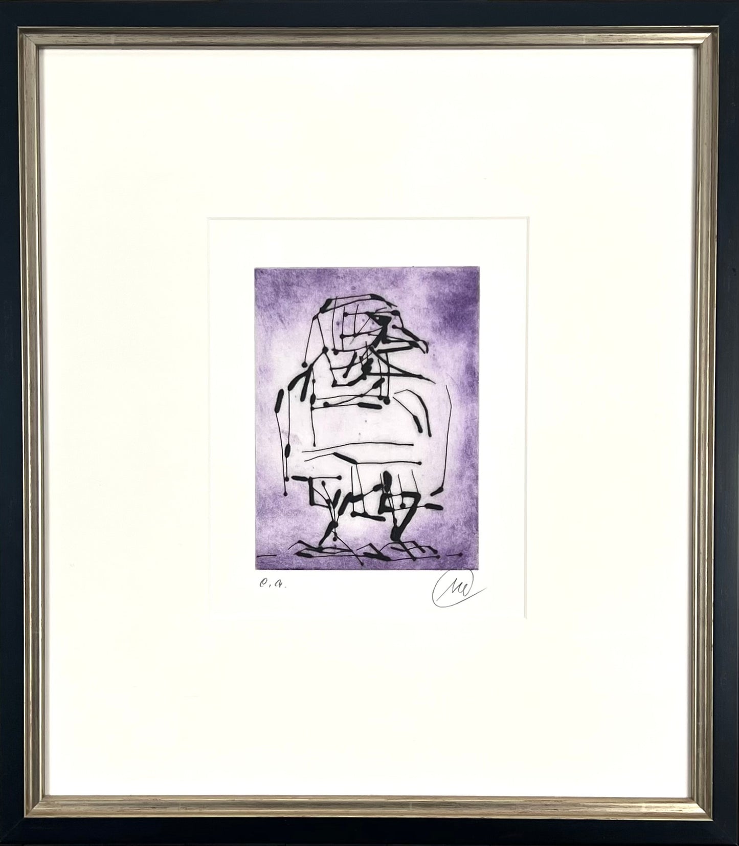 Lüpertz, Markus, Adler violett, 20 x 15cm, e.a., 2009, Kaltnadelradierung