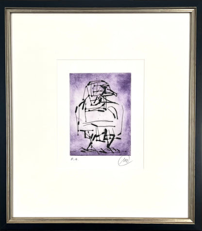 Lüpertz, Markus, Adler violett, 20 x 15cm, e.a., 2009, Kaltnadelradierung