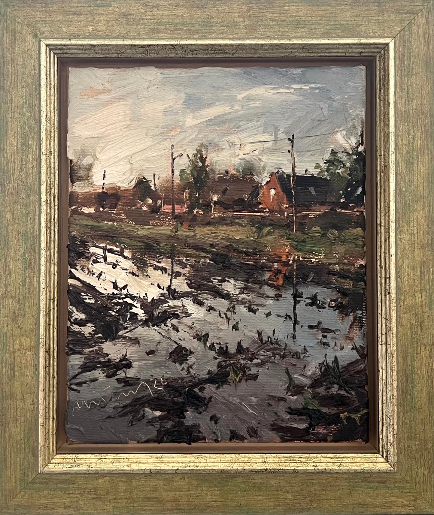Meinel, Mathias, Am Deich, 30 x 24cm, Öl auf Leinw., 2026