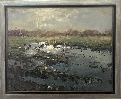 Meinel, Mathias, Feldrand, Gegenlicht, 24 x 30cm, Öl auf Leinw., 2026