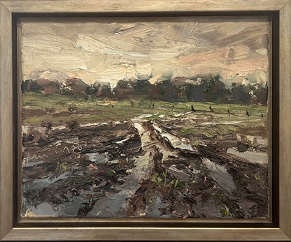 Meinel, Mathias, Traktorspuren I, 24 x 30cm, Öl auf Leinw., 2026