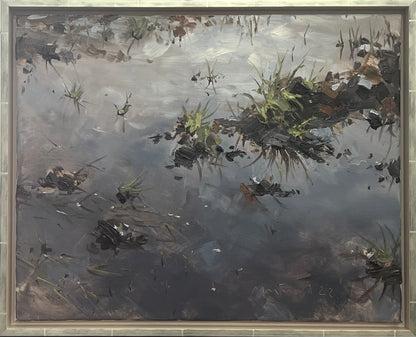 Meinel, Mathias, Pfütze im Acker VII, 40 x 50cm, Öl auf Leinw., 2022