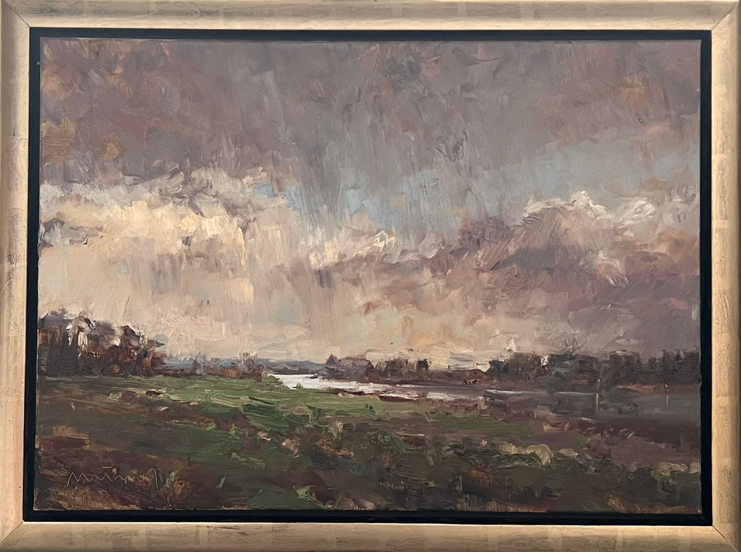 Meinel, Mathias, Elbwiesen im Regen, 50 x 70cm, Öl auf Leinw., 2026