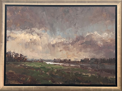 Meinel, Mathias, Elbwiesen im Regen, 50 x 70cm, Öl auf Leinw., 2026