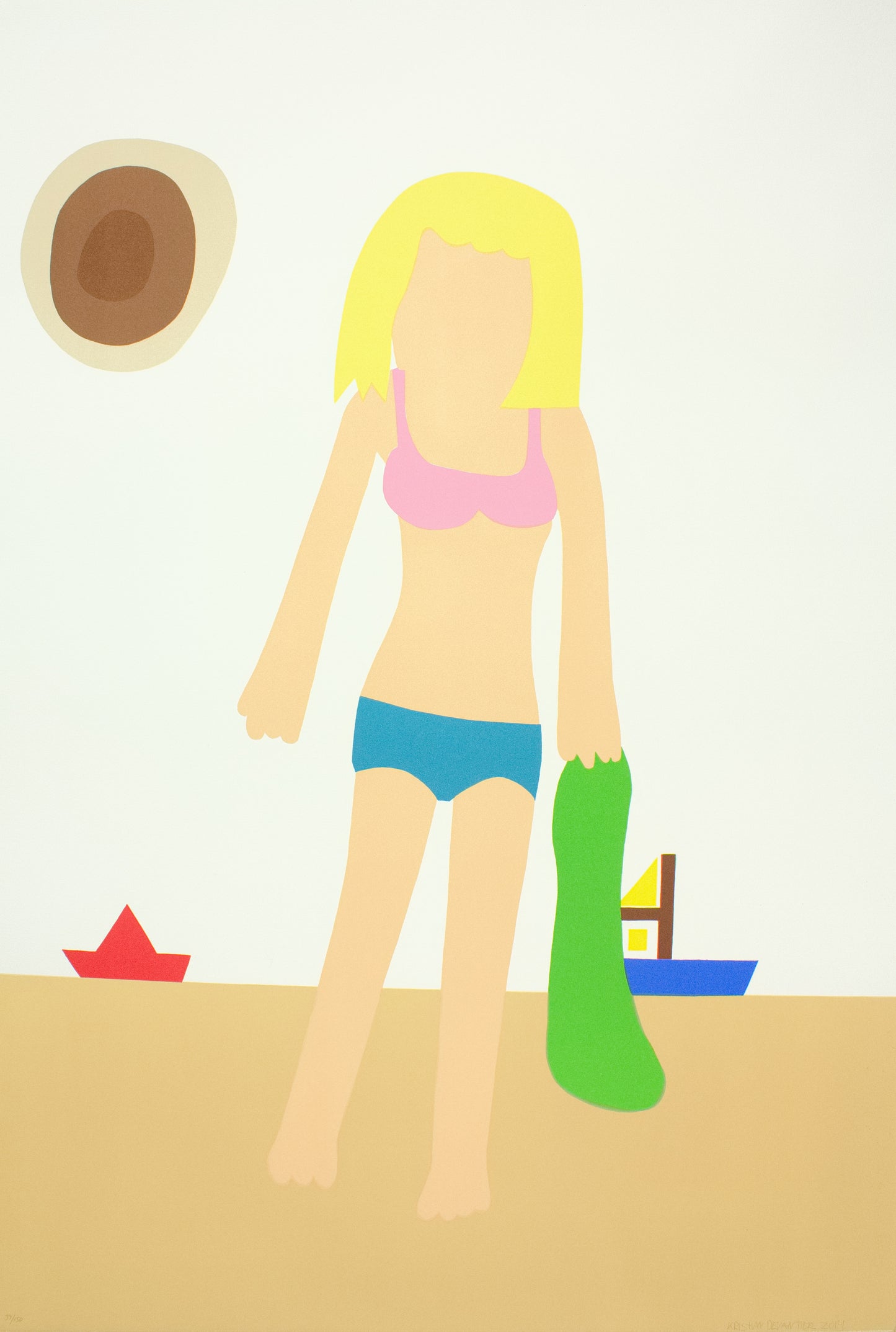 Devantier, Kristian, Mädchen am Strand, 100 x 70cm, 34/150, Lithografie