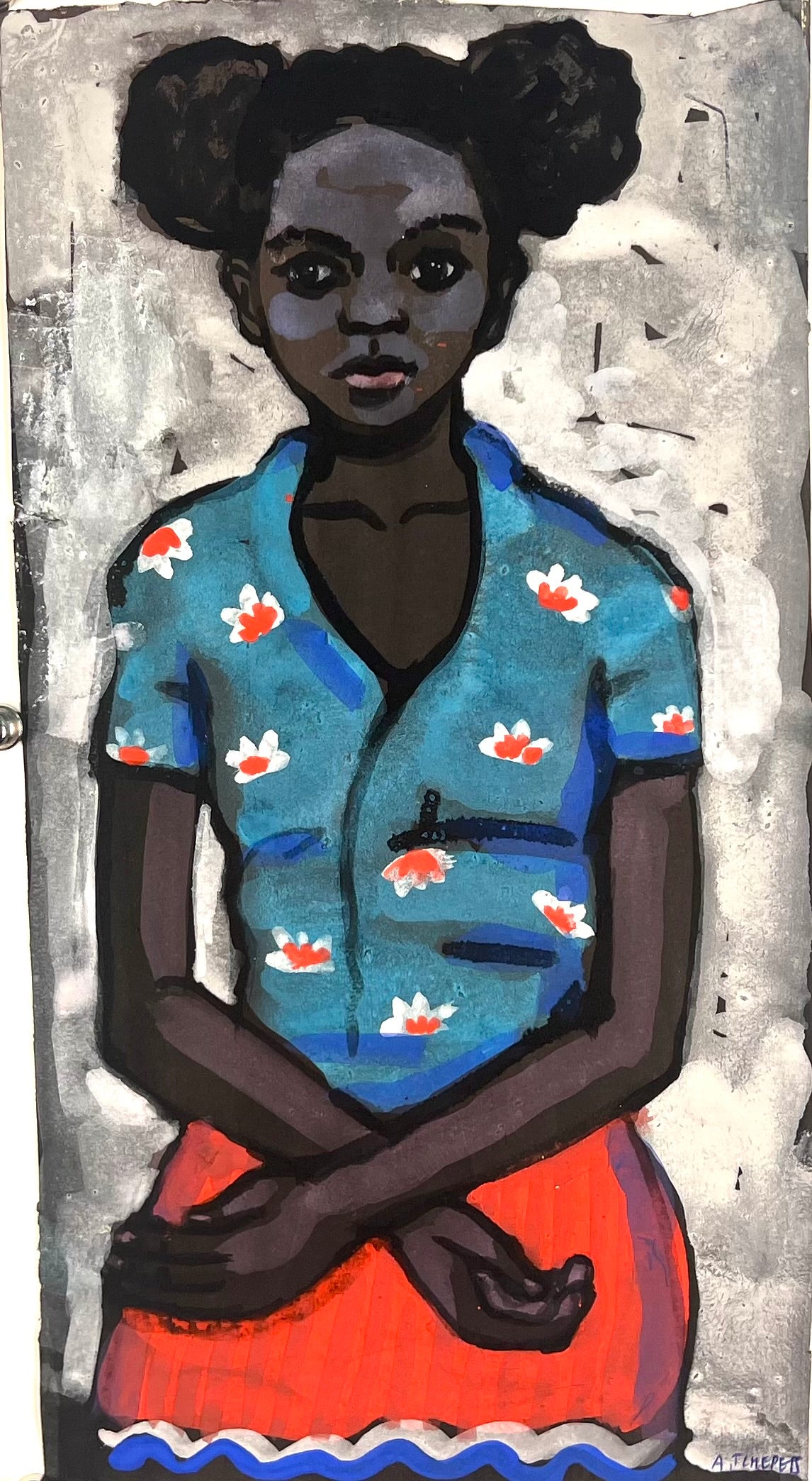 Tchepets, Anja, Mädchen in Mexico, 38 x 20,5cm, Gouache