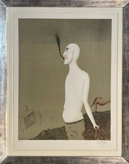 Wunderlich, Paul, Mann mit Zigarette, 75 x 57cm, 16/95, Farblithografie