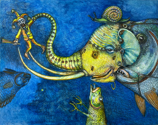 Leiß, Hans-Ruprecht, Maskerade, 25,2 x 32cm, Farbstift, 2025