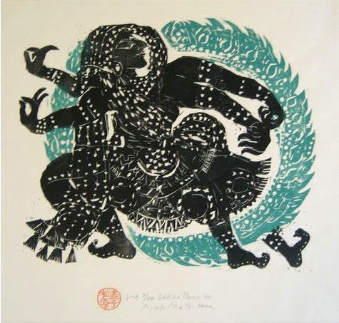 Matsubara, Naoko, Indian Dance, 45 x 54cm, Holzschnitt