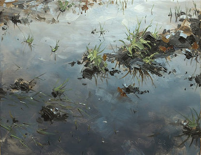 Meinel, Mathias, Pfütze im Acker VII, 40 x 50cm, Öl auf Leinw., 2022