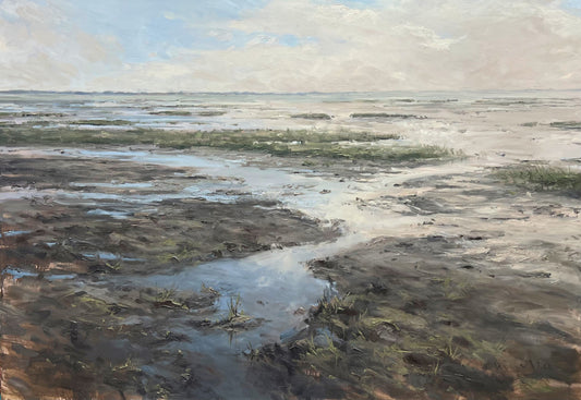 Meinel, Mathias, Watt bei Lüttmoorsiel I, 140 x 200cm, Öl auf Leinwand, 2020