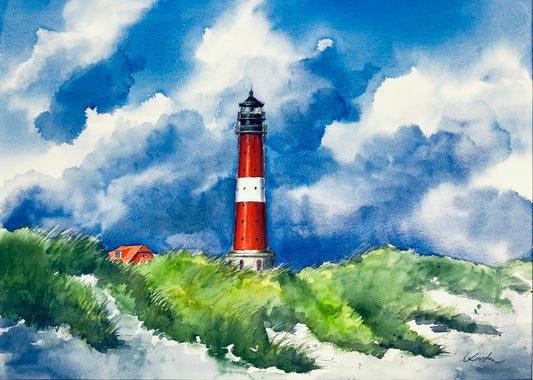 Meiwald, Karsten, Leuchtturm Hörnum,50 x 70cm, Aquarell