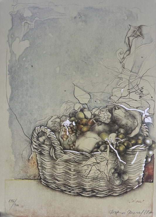 Mezricky, Dagmar, Früchtekorb, 42 x 31cm, Lithographie