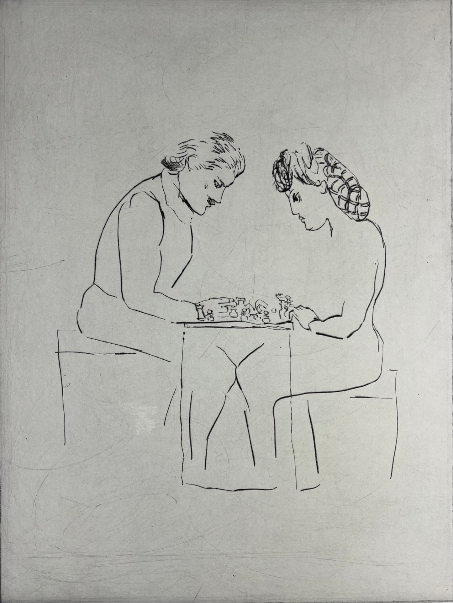 Metzkes, Harald, Schachspieler, Radierung