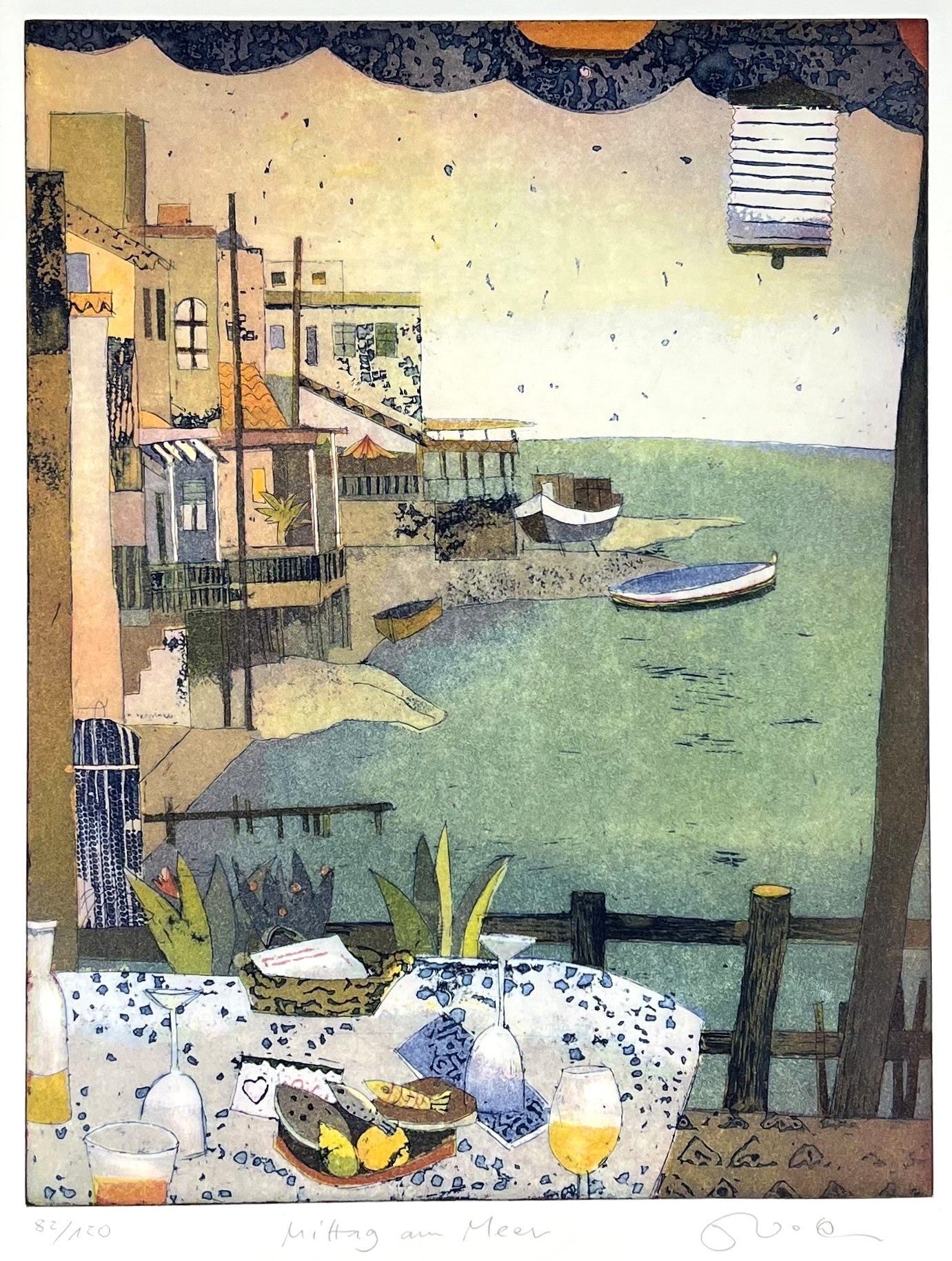 Votteler, Jutta, Mittag am Meer, 30 x 37,5cm, Farbradierung