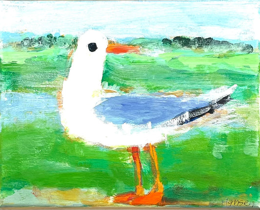 Hansen, Ulrike, Möwe auf Grün, 24 x 30cm, Eitempera, 2025
