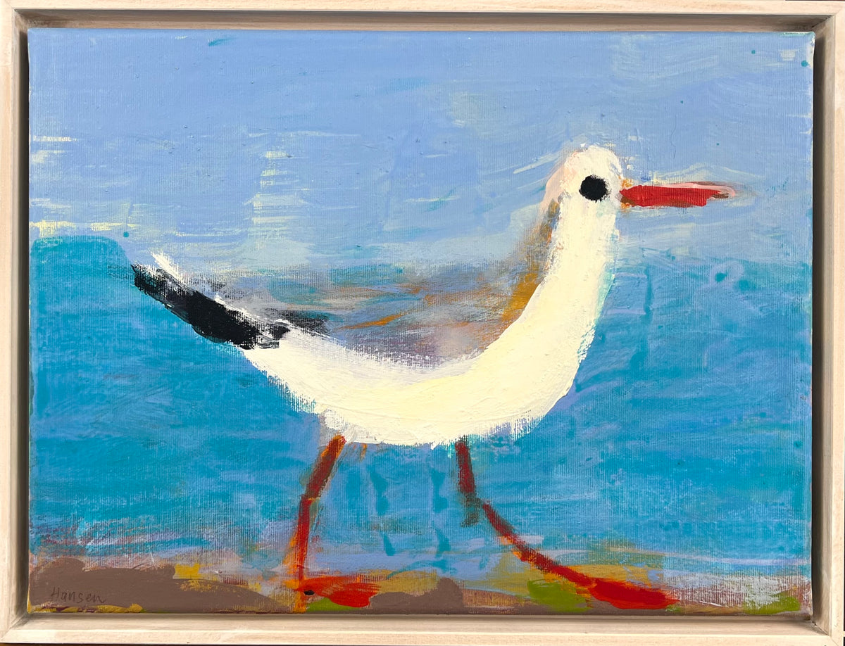 Hansen, Ulrike, Möwe läuft, 30 x 40cm, Eitempera auf Leinwand, 2026