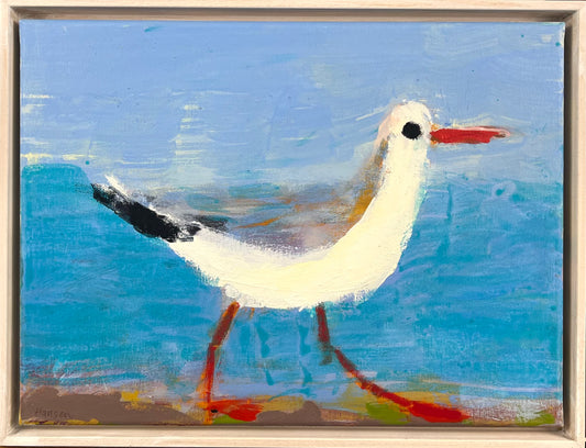 Hansen, Ulrike, Möwe läuft, 30 x 40cm, Eitempera auf Leinwand, 2026
