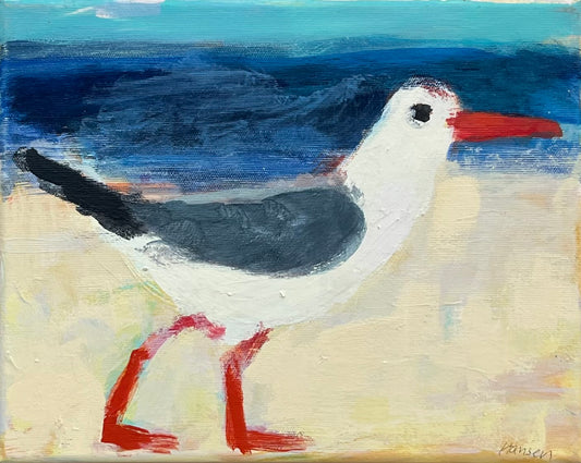 Hansen, Ulrike, Möwe läuft, 24 x 30cm, Eitempera, 2025
