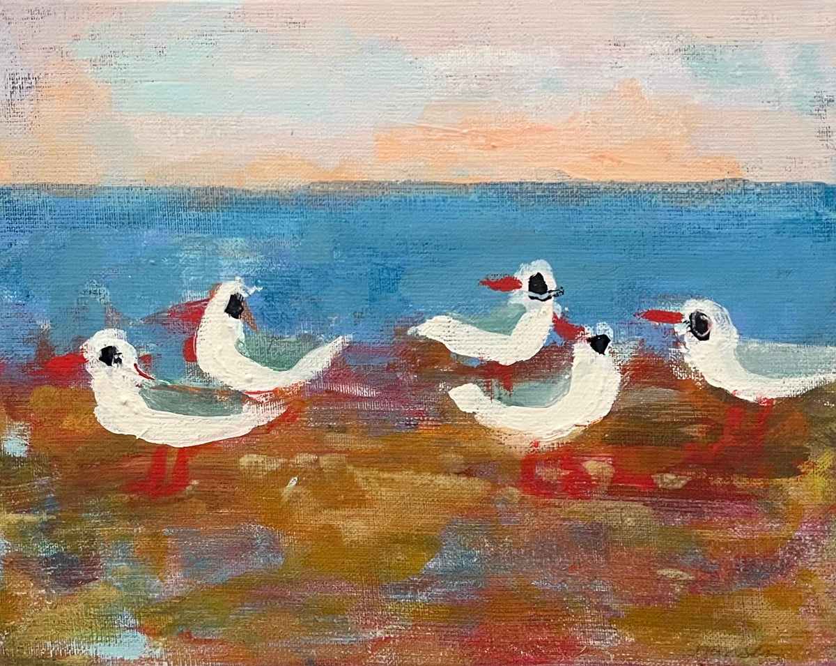 Hansen, Ulrike, Möwenfamilie, 24 x 30cm, Eitempera auf Leinwand, 2026