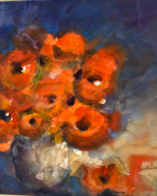 Radeloff, Jens, Mohn-Strauß, 55 x 45cm, Aquarell auf Japanpapier
