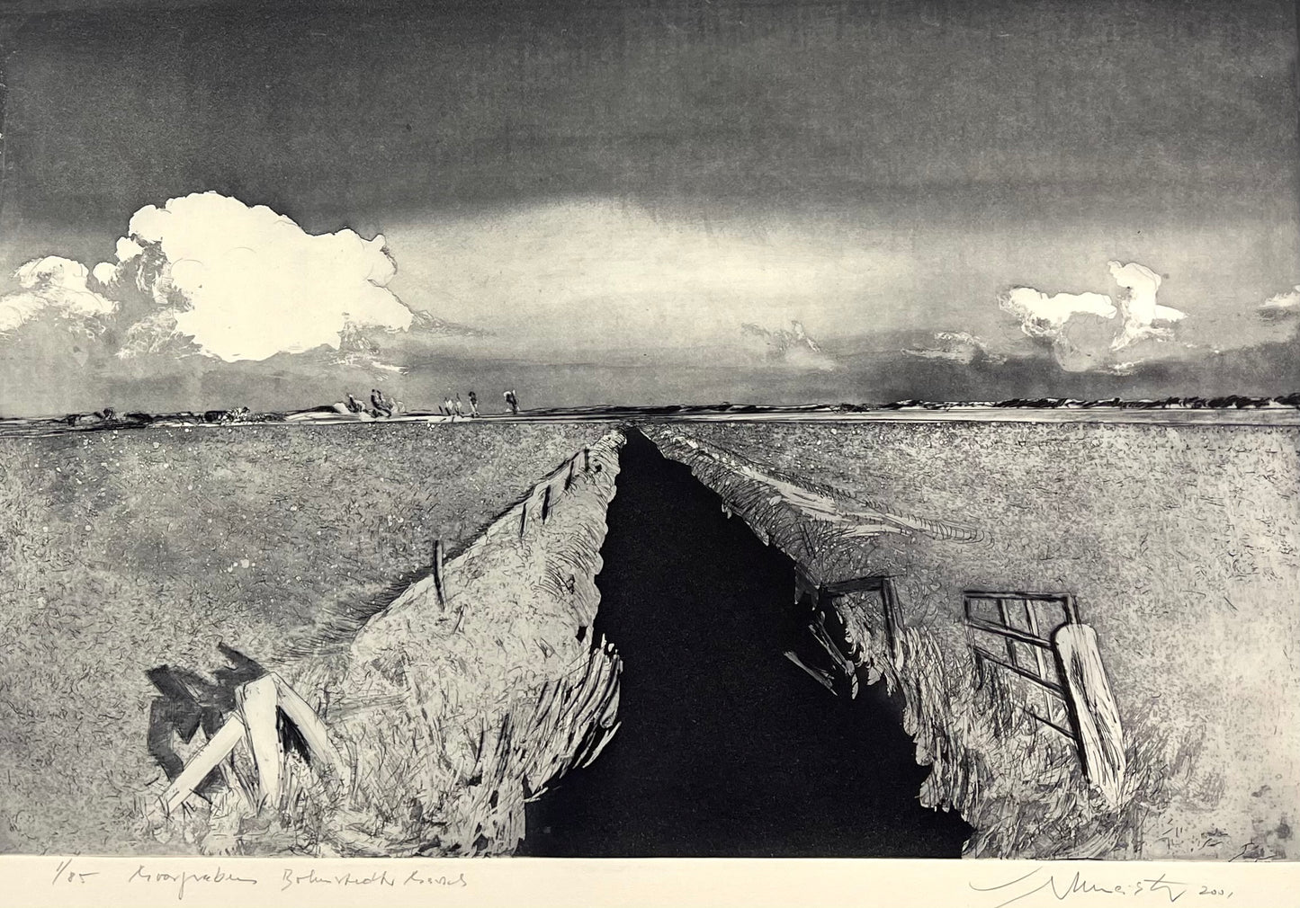 Werkmeister, Wolfgang, Moorgrab.Bohmst.M., 37,8 x 57,5cm, Westküstenzyklus I, Radierung