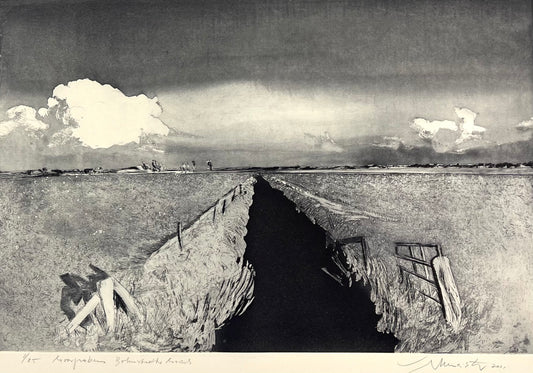 Werkmeister, Wolfgang, Moorgrab.Bohmst.M., 37,8 x 57,5cm, Westküstenzyklus I, Radierung