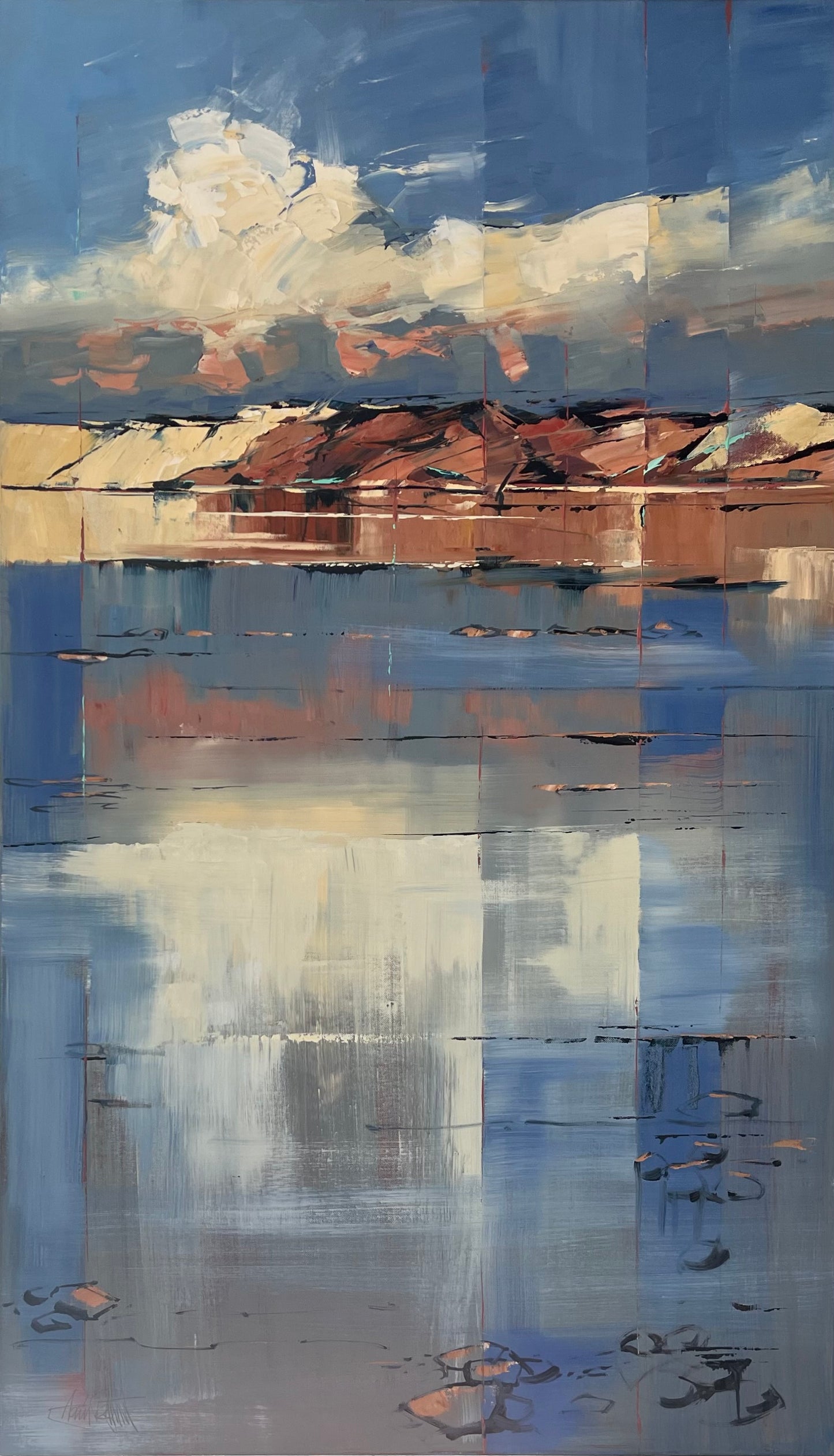 Tegtmeier, Claus, Morsum-Kliff im Watt gespiegelt, 120 x 70cm, Ölgemälde
