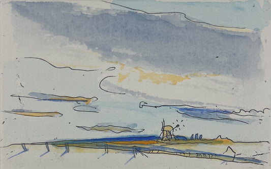 Werkmeister, Wolfgang, Mühle, 7 x 11cm, Farbradierung, 1993