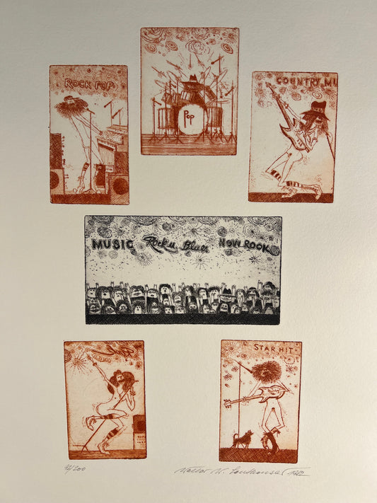 Leutheuser,  Walter W., Music show, 31 x 21cm, 92/200, Radierung, 1982