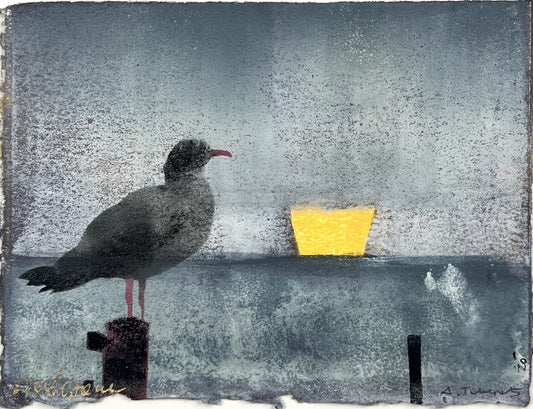N+T, Nesterova und Techepets, Möwe, 13 x  16,5cm, Mischtechnik auf Papier