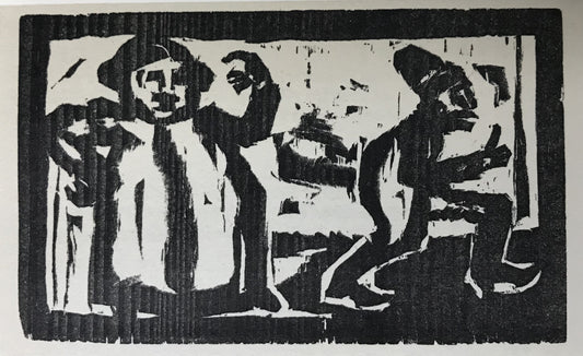 Nolde, Emil, Dicke Frau und dünner Mann, 6,3 x 10,6cm, Holzschnitt, 1924