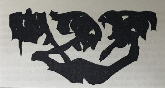 Nolde, Emil, Drei groteske Wurzelköpfe aus einer gemeinsamen Basis wachsend,5 x 9,5cm, Holzschnitt