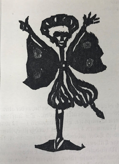 Nolde, Emil, Tänzer mit Schmetterlingsflügeln, 8,9 x 5,7cm, Holzschnitt, 1910