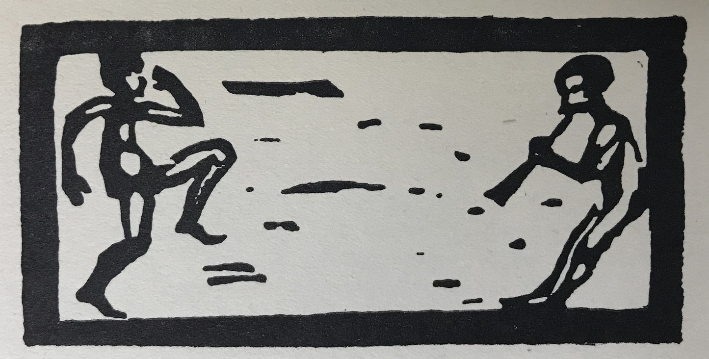 Nolde, Emil, Tänzer und Flötenspieler, 5,2 x 10,5cm, Holzschnitt, 1910