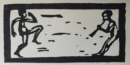 Nolde, Emil, Tänzer und Flötenspieler, 5,2 x 10,5cm, Holzschnitt, 1910