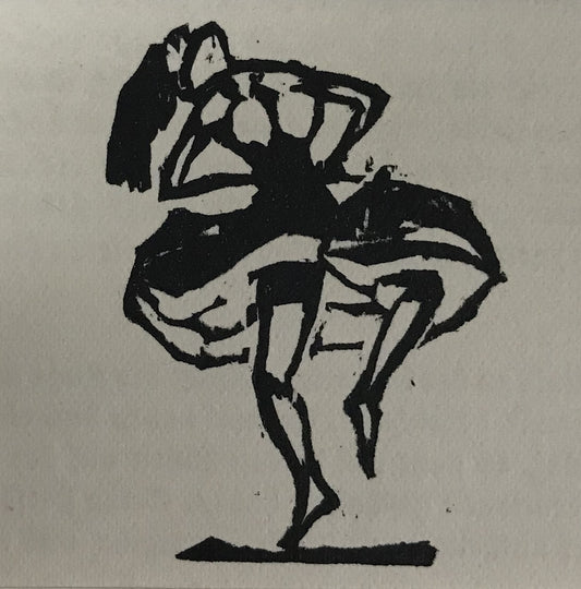 Nolde, Emil, Tänzerin in kurzem, dunklem Rock, 5,4 x 4,0cm, Holzschnitt, 1910