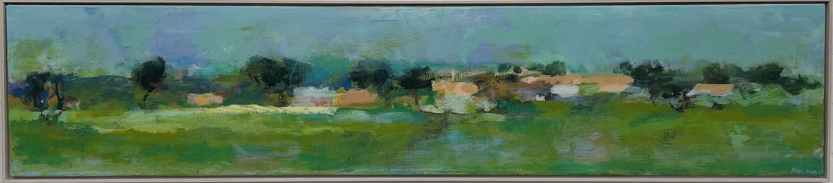 Hansen, Ulrike, Norddeutsche Landschaft, 42 x 200cm, Eitempera auf Leinwand, 2023
