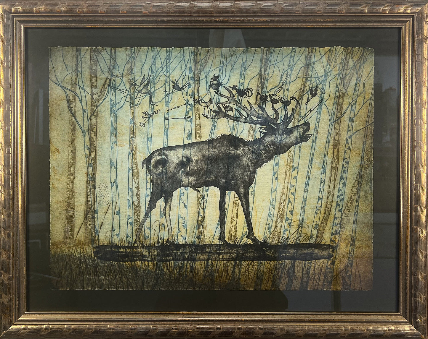 Leiß, Hans-Ruprecht, Nordfrieslandhirsch, 37 x 49cm, Radierung