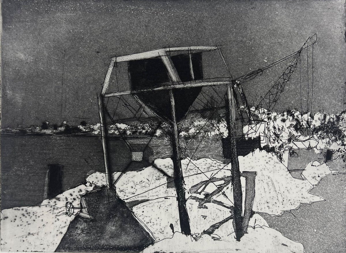Werkmeister, Wolfgang, Oberelbe Kieswerk, 14,5 x 19,8cm, 27/40, Radierung