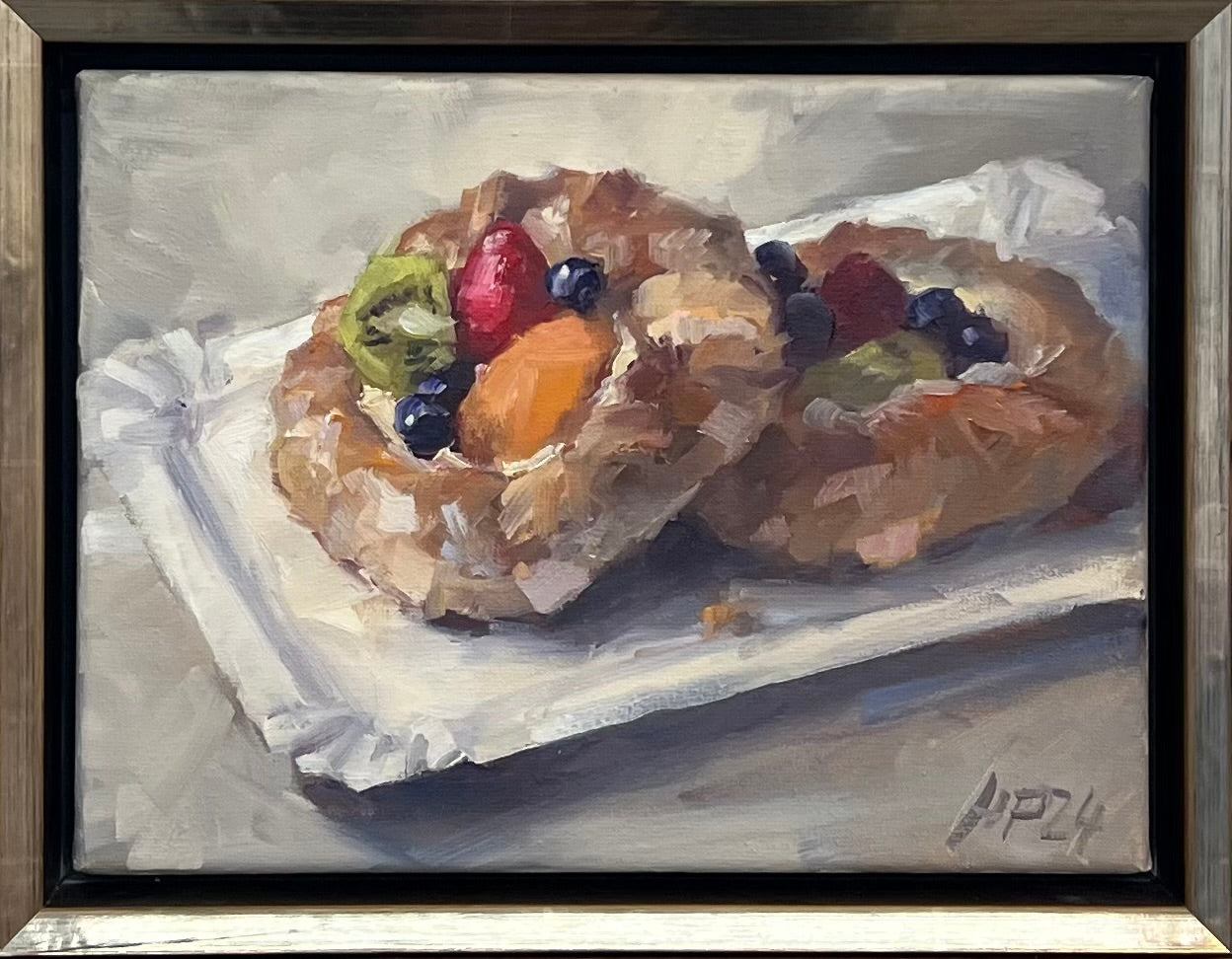 Petermann, Hanna, Obstplunder, 18 x 24cm, Öl auf Leinwand, 2024