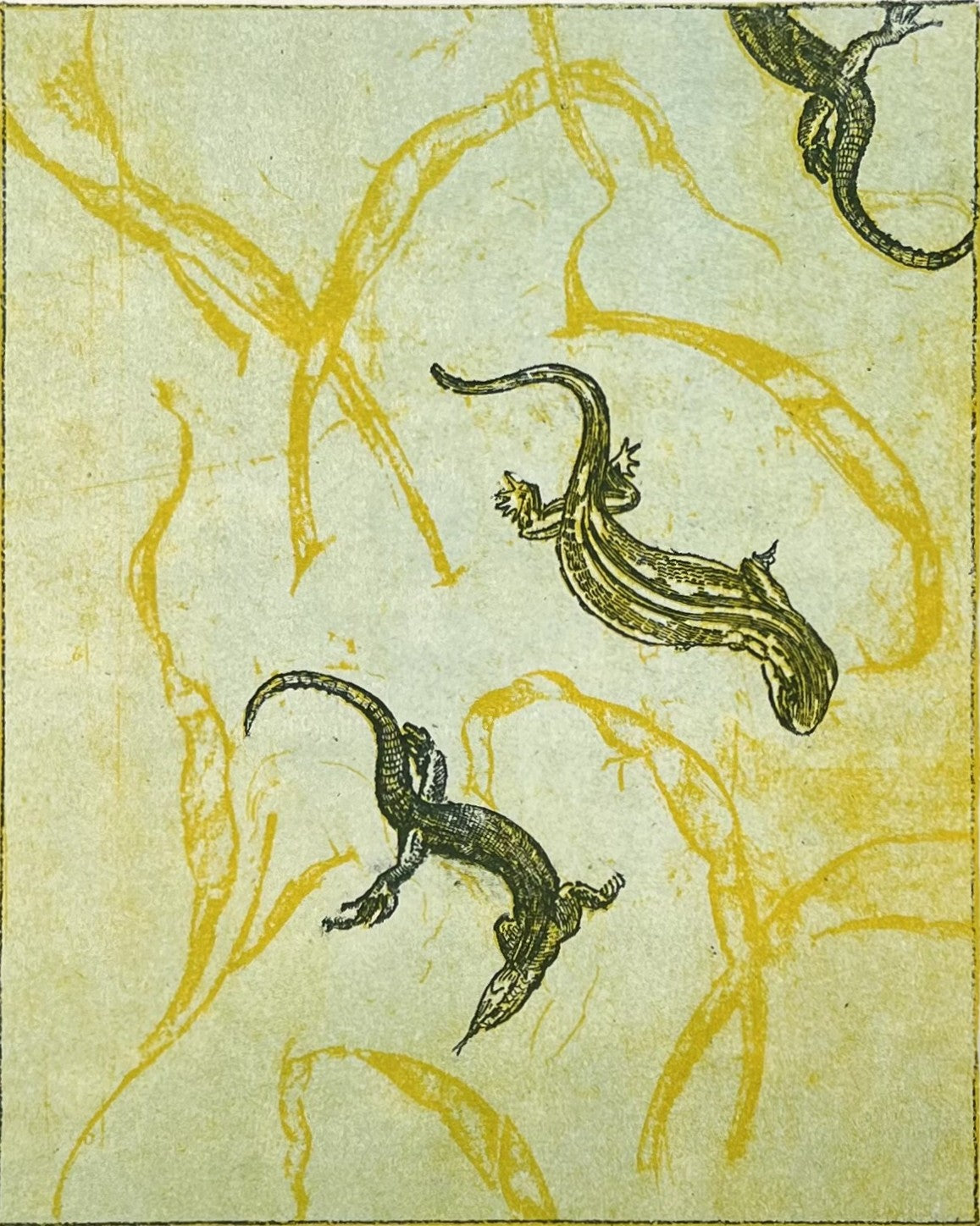 Ernst, Max, Ohne Titel (Eidechsen), 22,5 x 18cm, Probe, Farblithografie, 1979