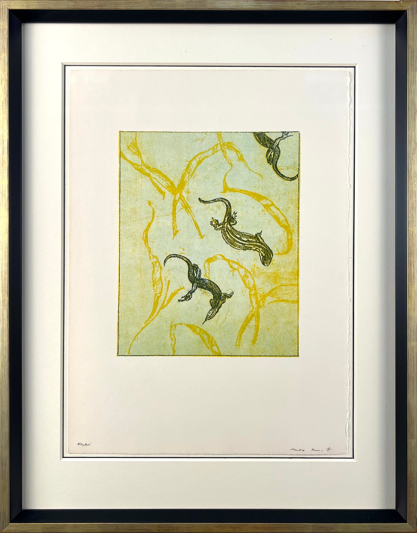 Ernst, Max, Ohne Titel (Eidechsen), 22,5 x 18cm, Probe, Farblithografie, 1979