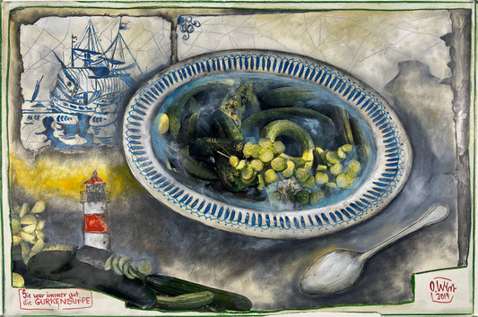 West, Ole, Gurkensuppe, 40 x 60cm, Mischtechnik