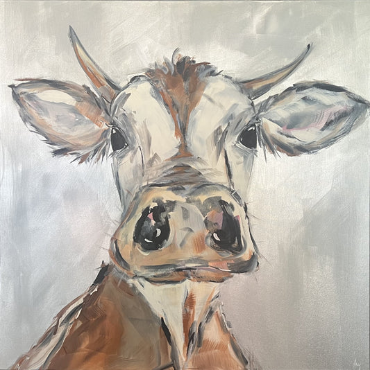 Ramm, Ines, Kuh "Paola", 80 x 80cm, Acrylgemälde