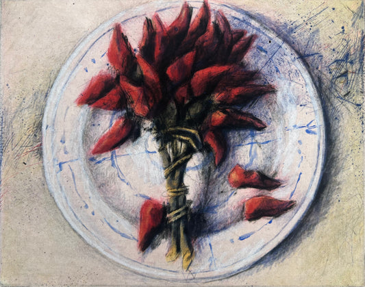 Wever, Peter, Paprikabaum Teller, 19,7 x 24,7cm, 87/100, Radierung