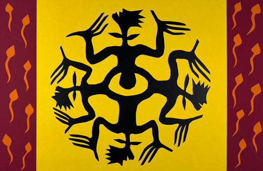 Rong, Ren, Pflanzenmenschen (gelb/rot), 31,5 x 48cm, 46/50, Siebdruck, 1999